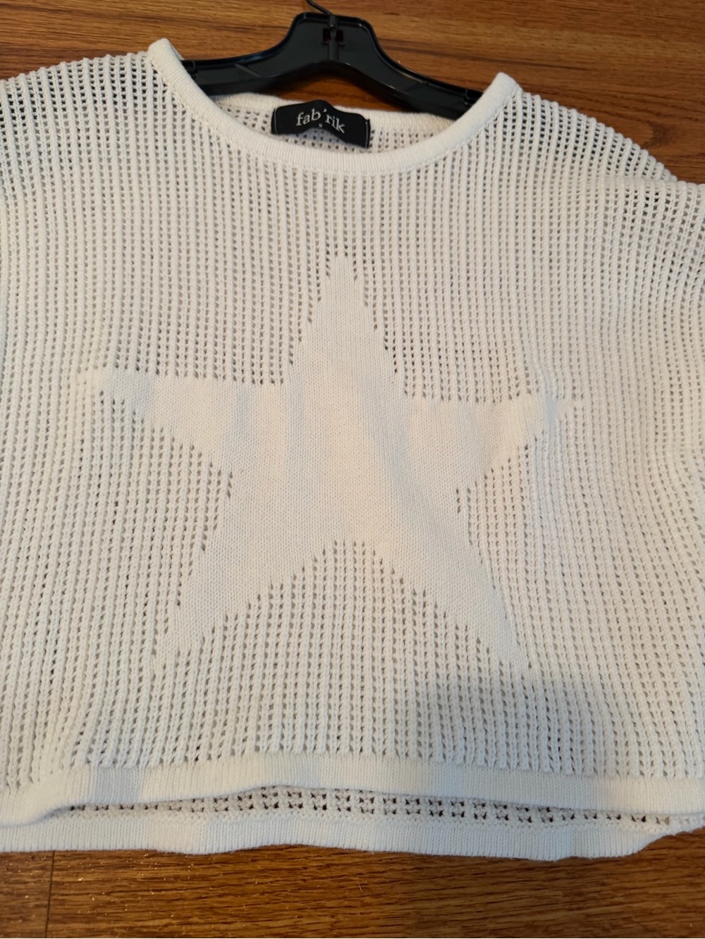 fab'rik Cream Open Knit Sweater with Star Motif